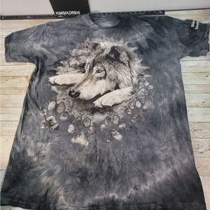The Mountain Tie Dye Wolves Howl Wolf Pack‎ Short Sleeve T Shirt Men's Size 3XL